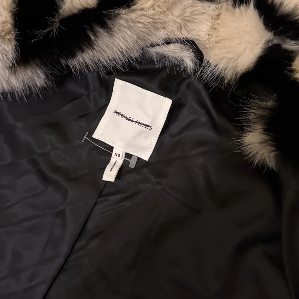 Avec Les Filles Faux-Fur Zebra Cropped Coat Anthropologie